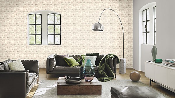 Eyre White Three-Dimensional Geometric Wallpaper