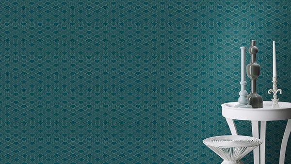 Rapin Dark Green Wave Wallpaper