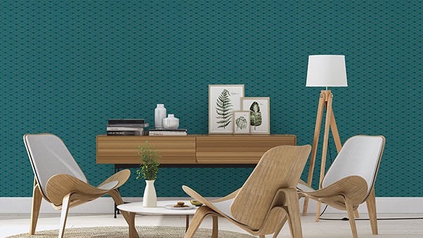 Rapin Dark Green Wave Wallpaper