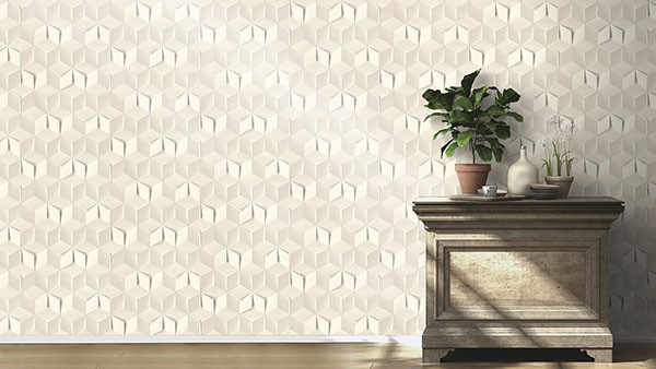 Catteau Off-White Cube Wallpaper