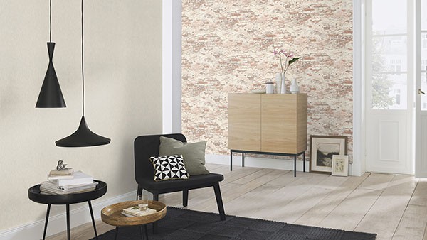 Templier Off-White Distressed Brick Wallpaper