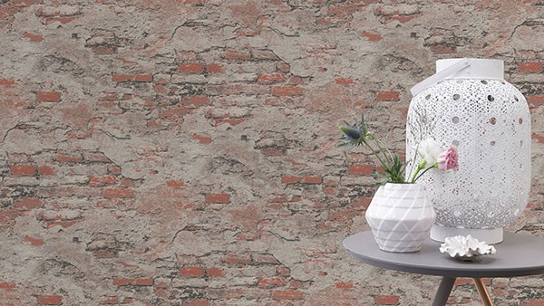 Templier Brown Distressed Brick Wallpaper