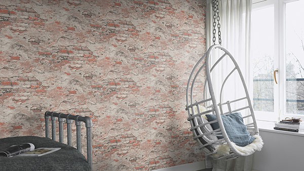 Templier Brown Distressed Brick Wallpaper