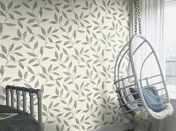 Amble Light Grey Vine Wallpaper
