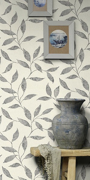 Amble Light Grey Vine Wallpaper