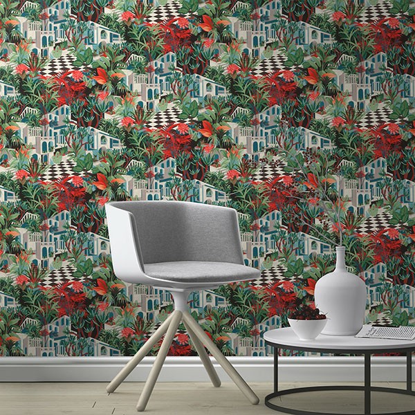 Merian Multicolor Architectural Wallpaper