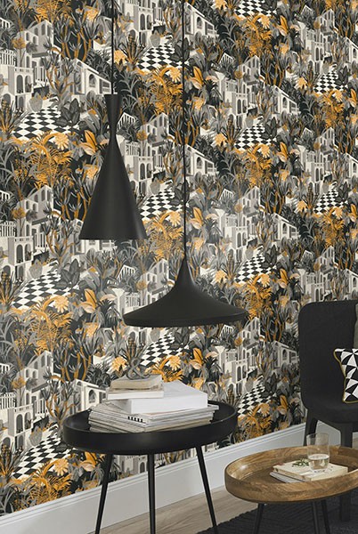 Merian Grey Architectural Wallpaper