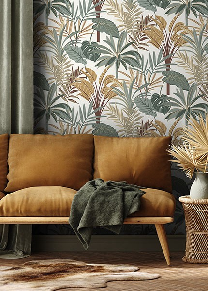 Rudyard Apricot Tropical Flora Wallpaper