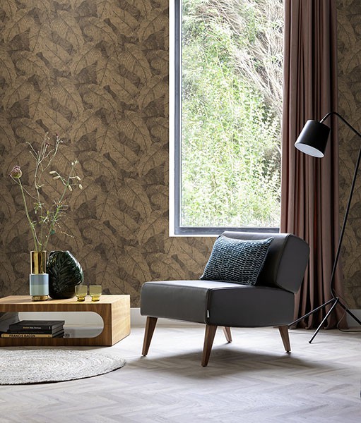 Galner Copper Leaves Wallpaper