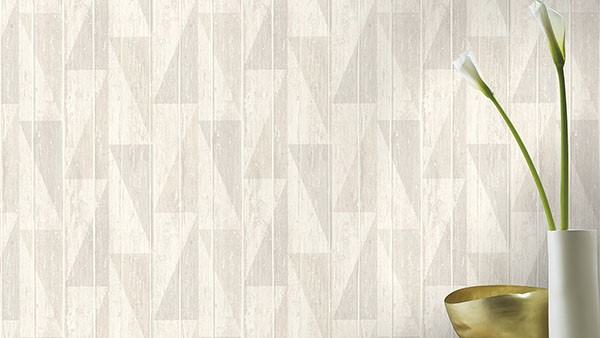 Nilsson White Geometric Wood Wallpaper