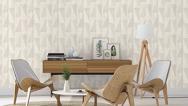 Nilsson White Geometric Wood Wallpaper
