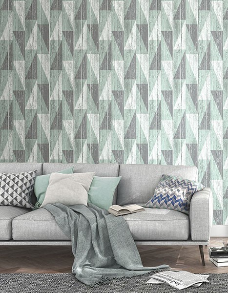 Nilsson Sage Geometric Wood Wallpaper