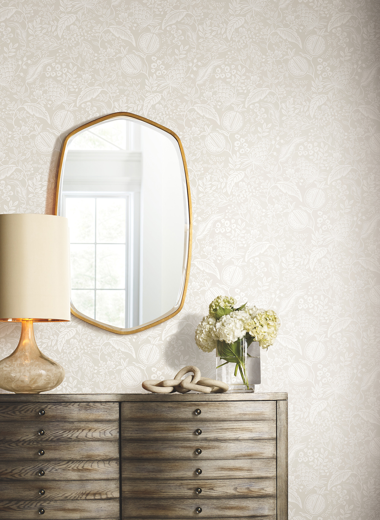 Pomegranate Beige & White Peel & Stick Wallpaper