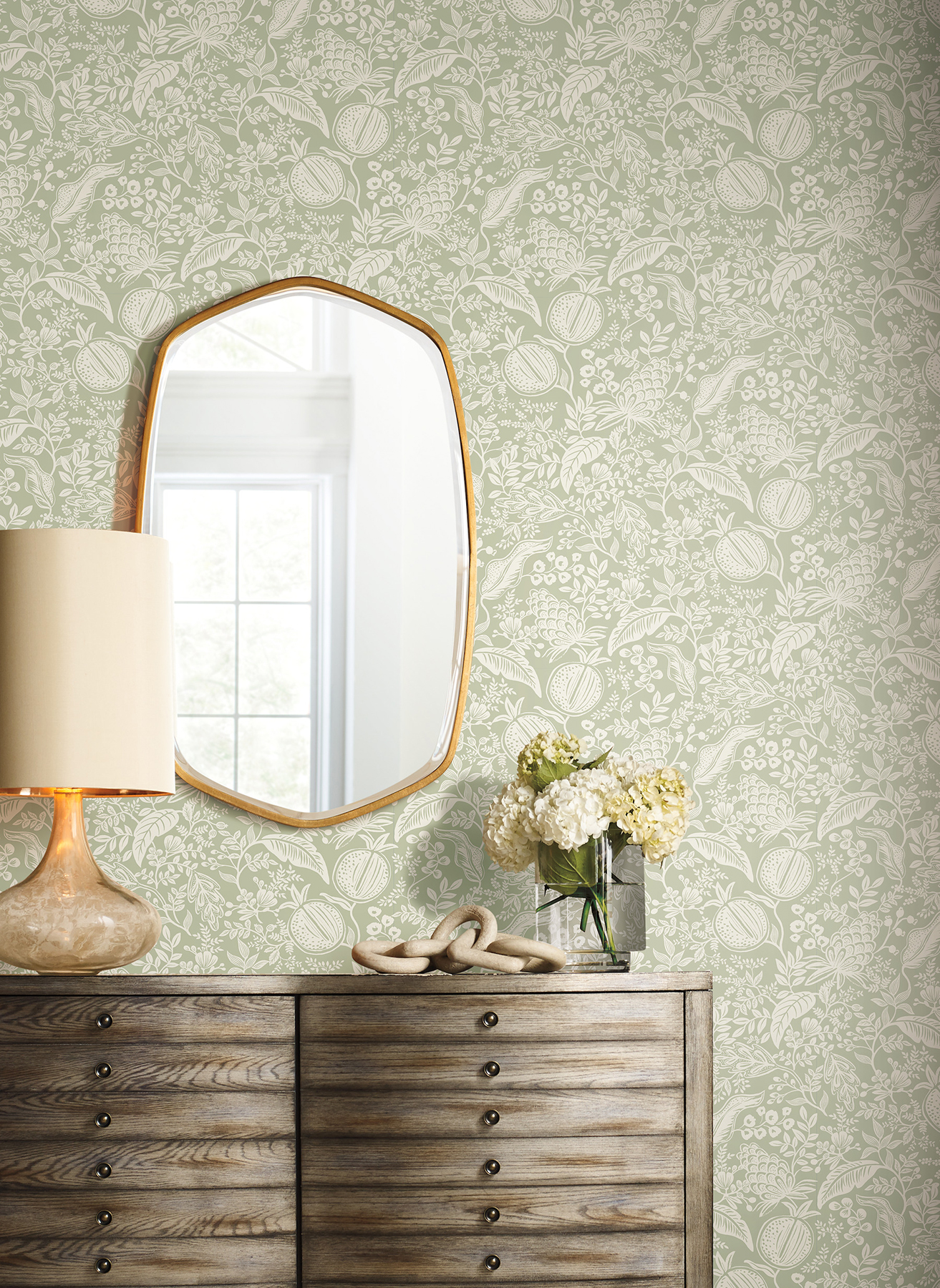 Pomegranate Pistachio Peel & Stick Wallpaper