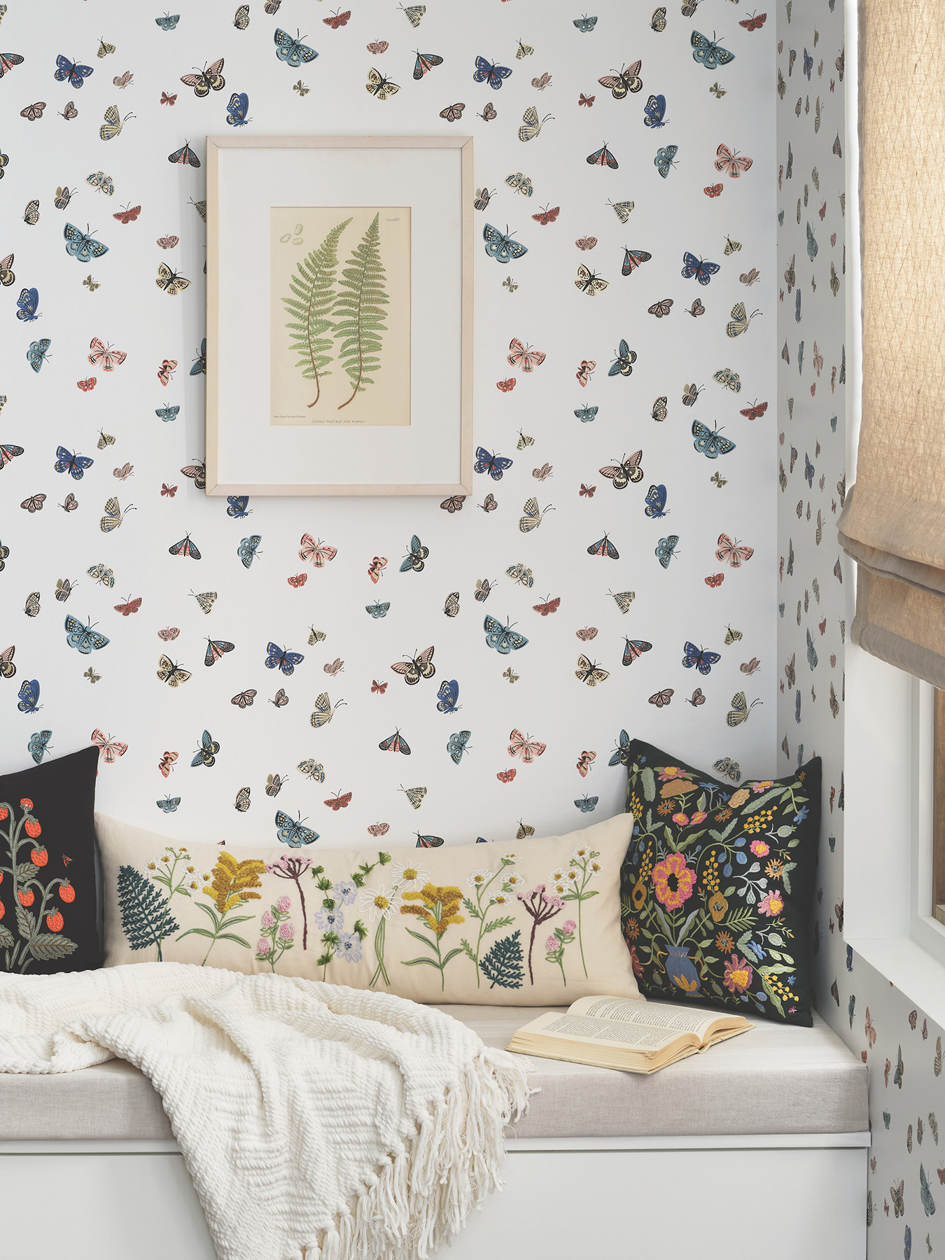 Butterfly House White Peel & Stick Wallpaper