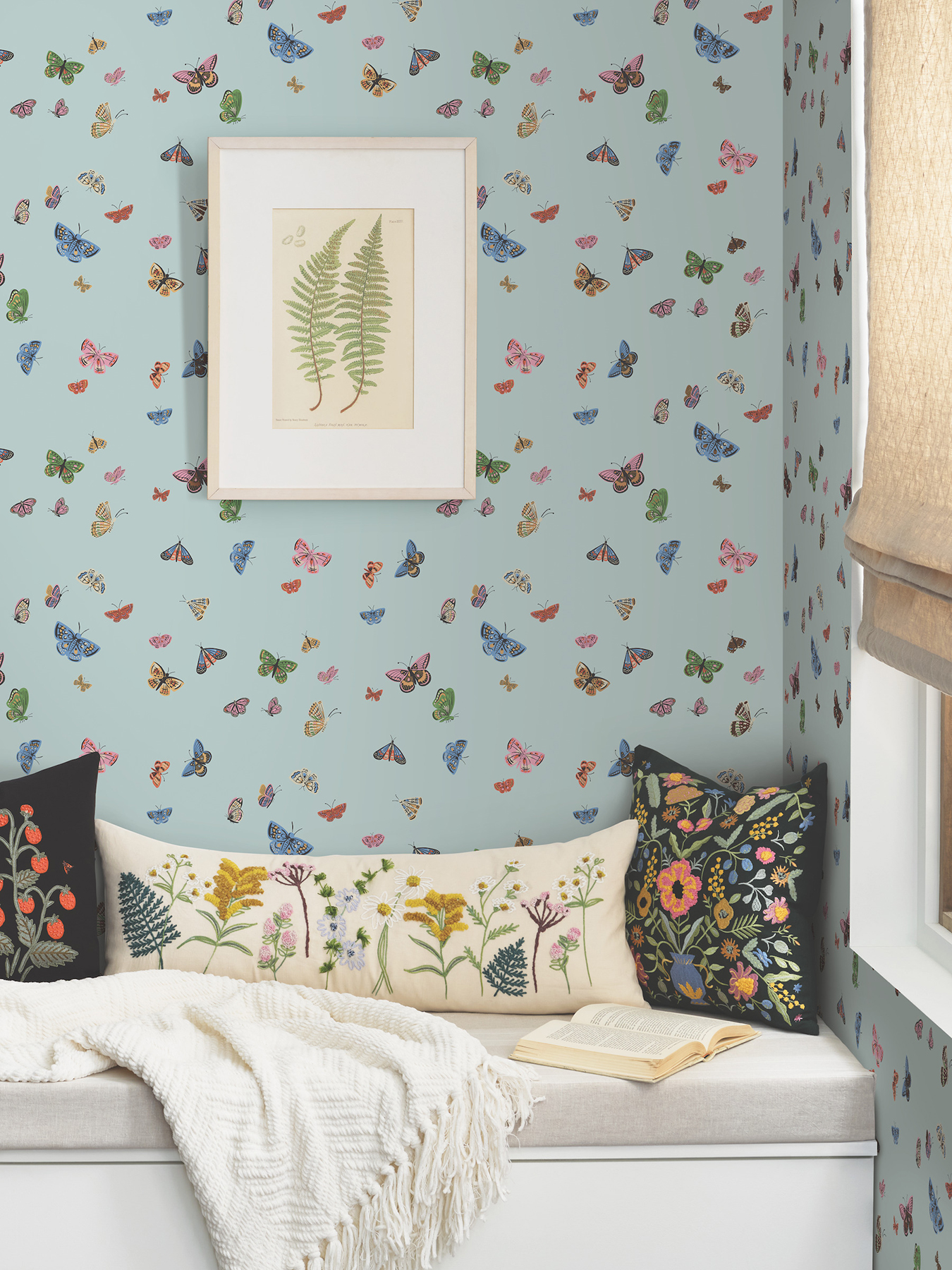 Butterfly House Light Blue Peel & Stick Wallpaper