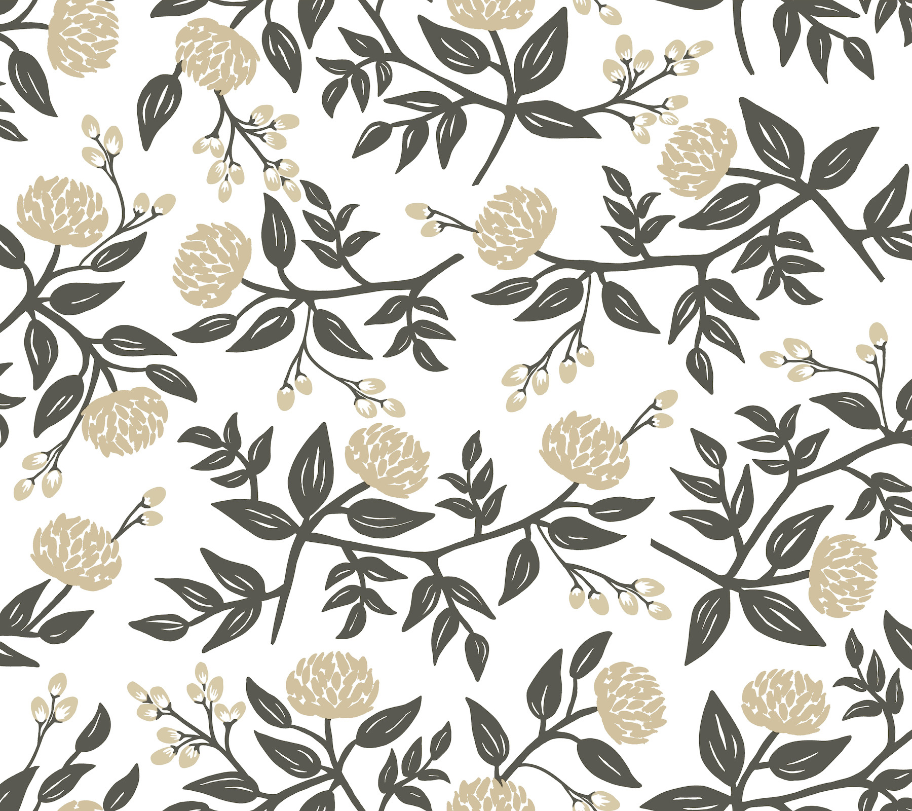 Peonies Gold Floral Premium Peel + Stick Wallpaper