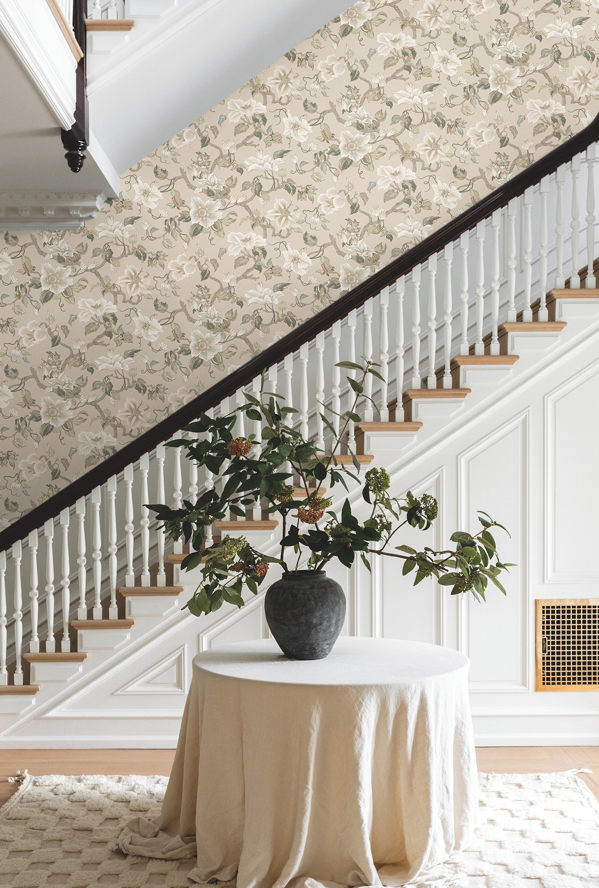 Marguerite Vine Taupe Wallpaper
