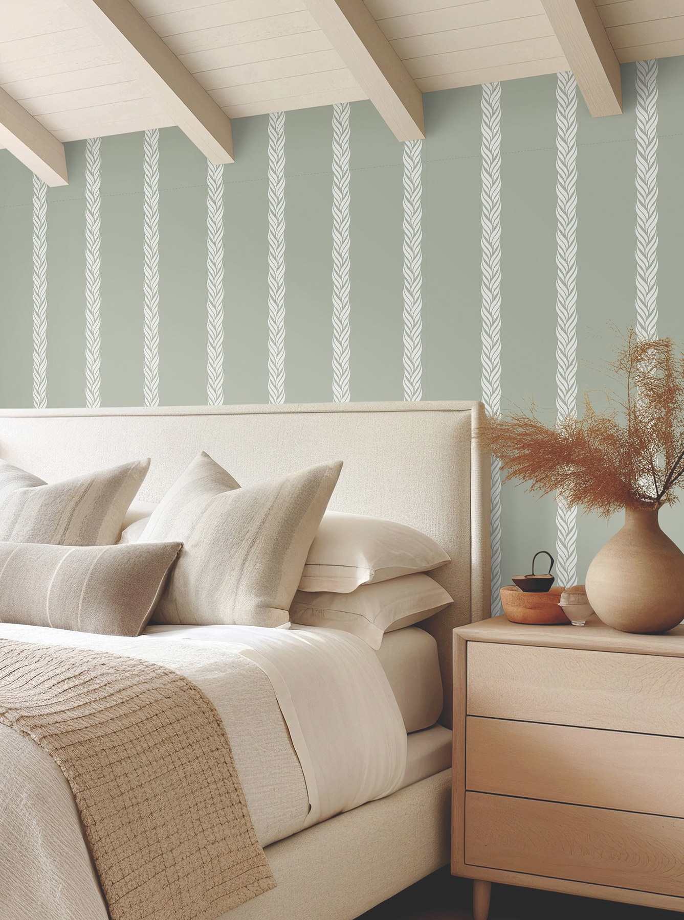 Braided Stripe Green Wallpaper