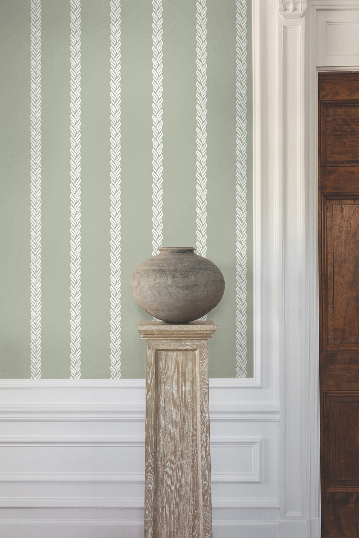 Braided Stripe Green Wallpaper