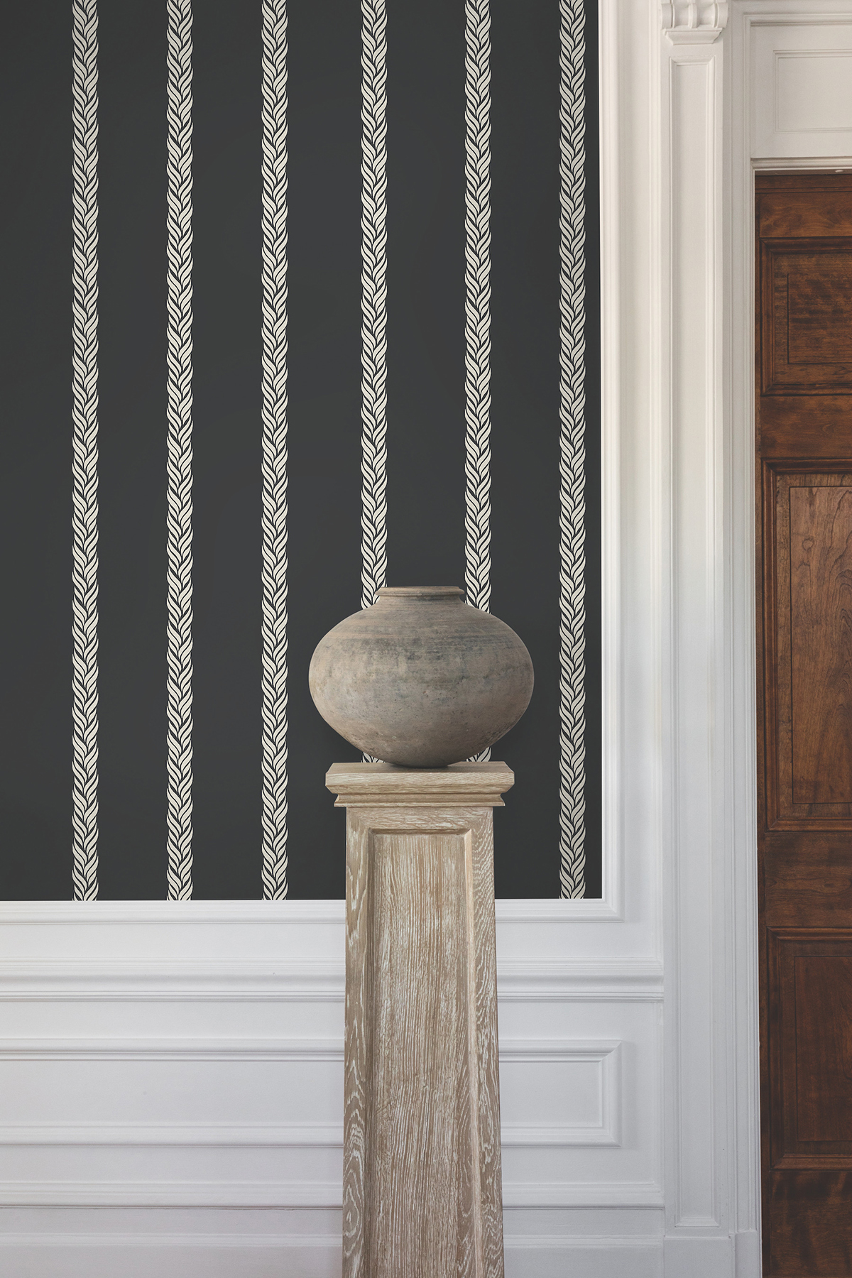 Braided Stripe Black Wallpaper