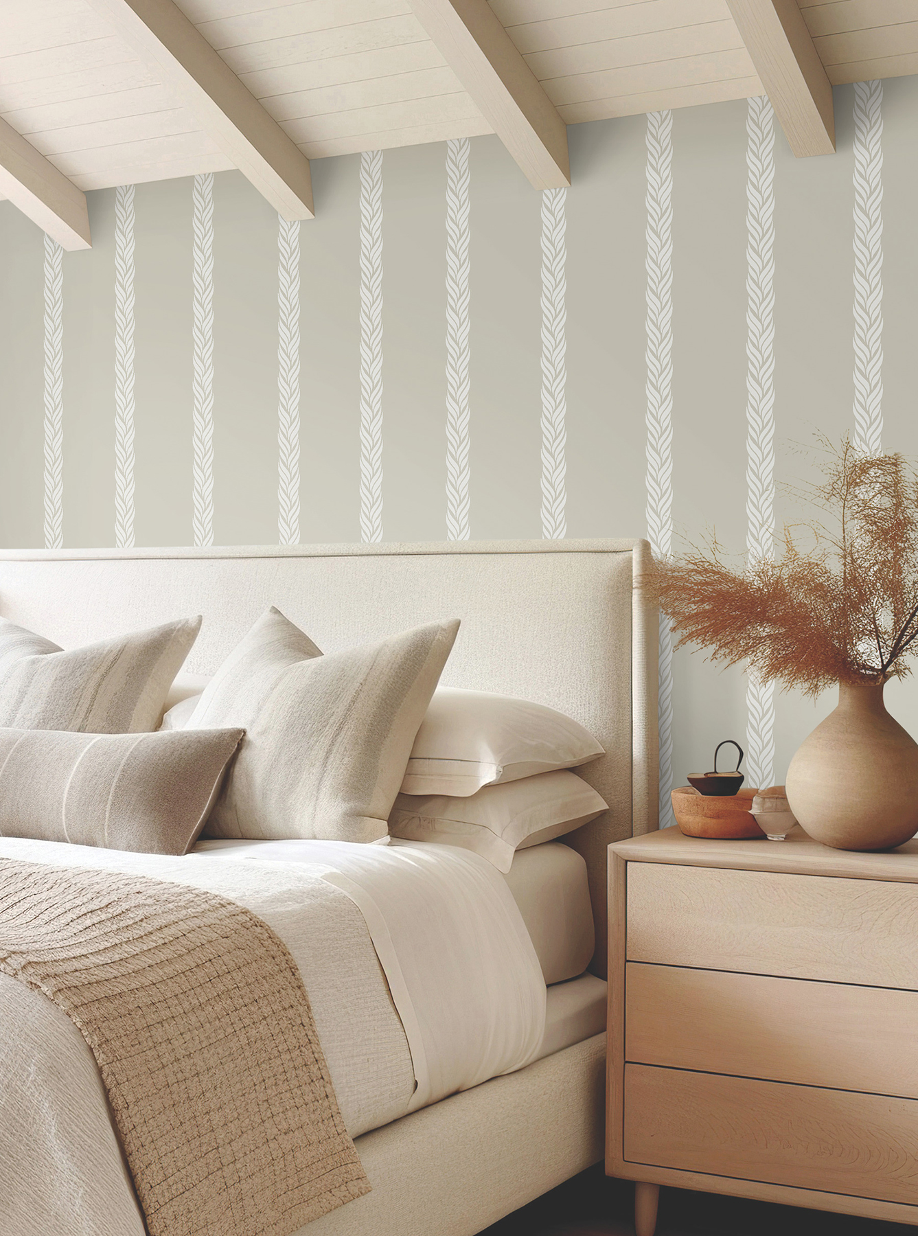 Braided Stripe Beige Wallpaper