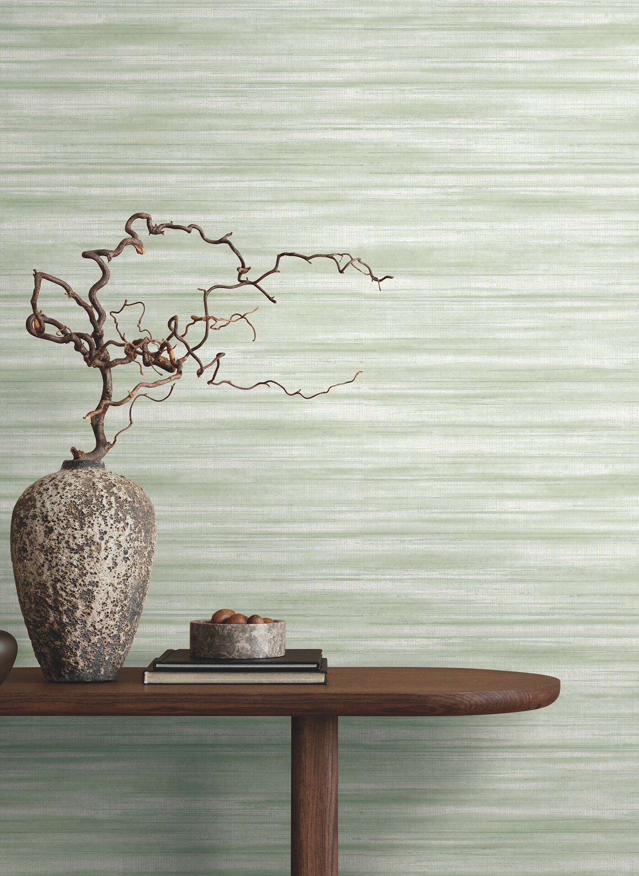 Brushed Linen Green Wallpaper