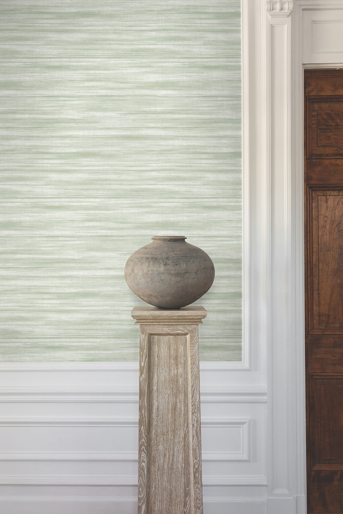 Brushed Linen Green Wallpaper