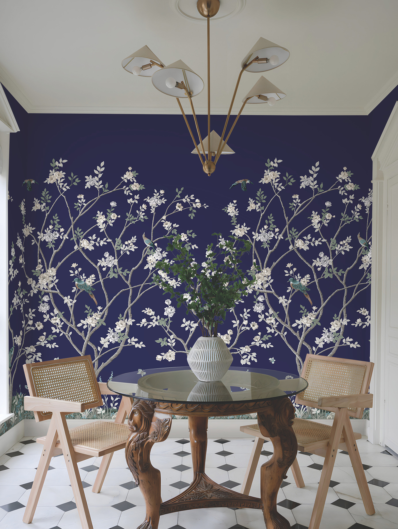 Lingering Garden Navy Wall Mural