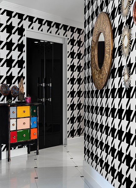 RuHoundstooth Black Peel & Stick Wallpaper