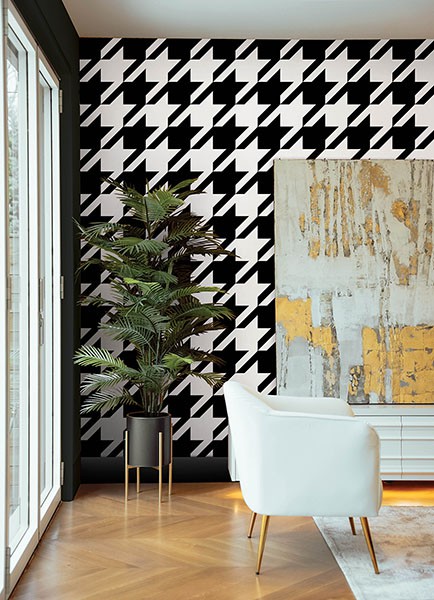 RuHoundstooth Black Peel & Stick Wallpaper