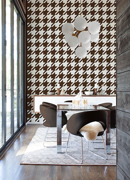 RuHoundstooth Brown Peel & Stick Wallpaper