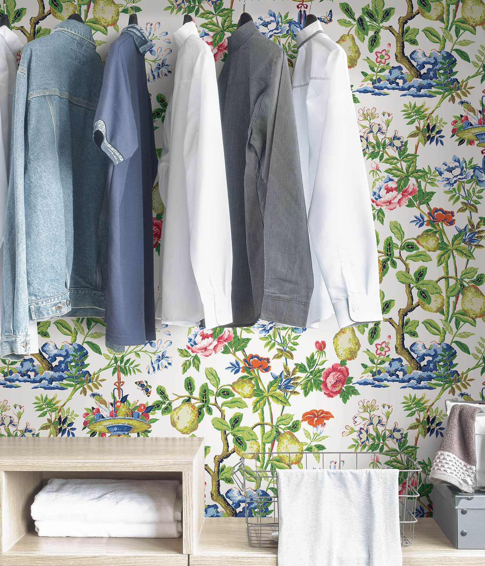 Bloom Shantung Garden Scalamandre Self Adhesive Wallpaper