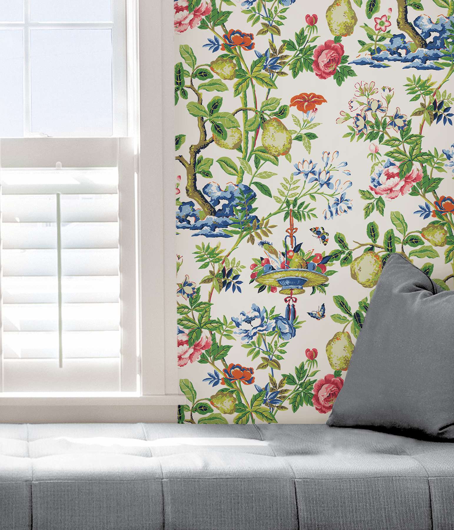 Bloom Shantung Garden Scalamandre Self Adhesive Wallpaper