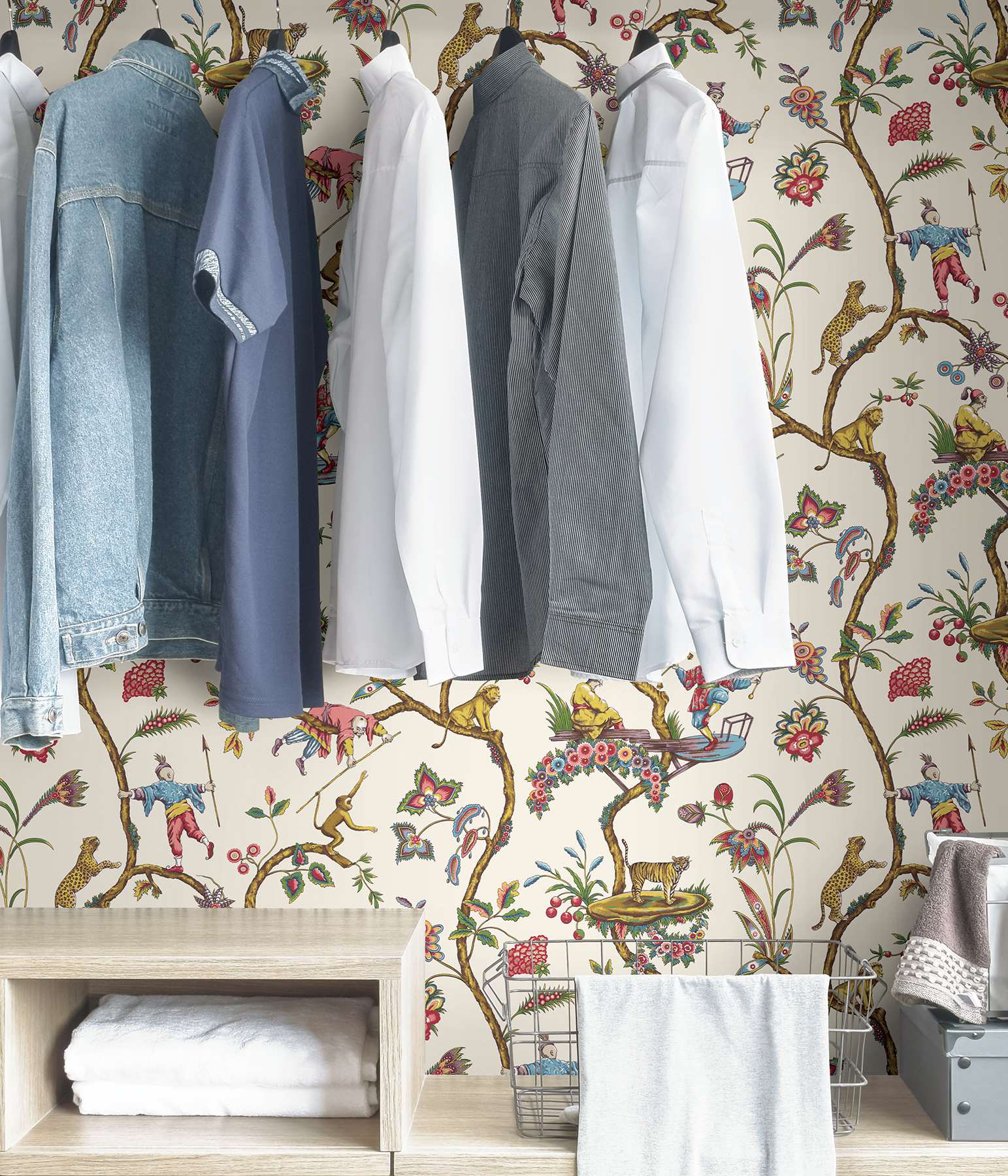 White Chinoise Exotique Scalamandre Self Adhesive Wallpaper
