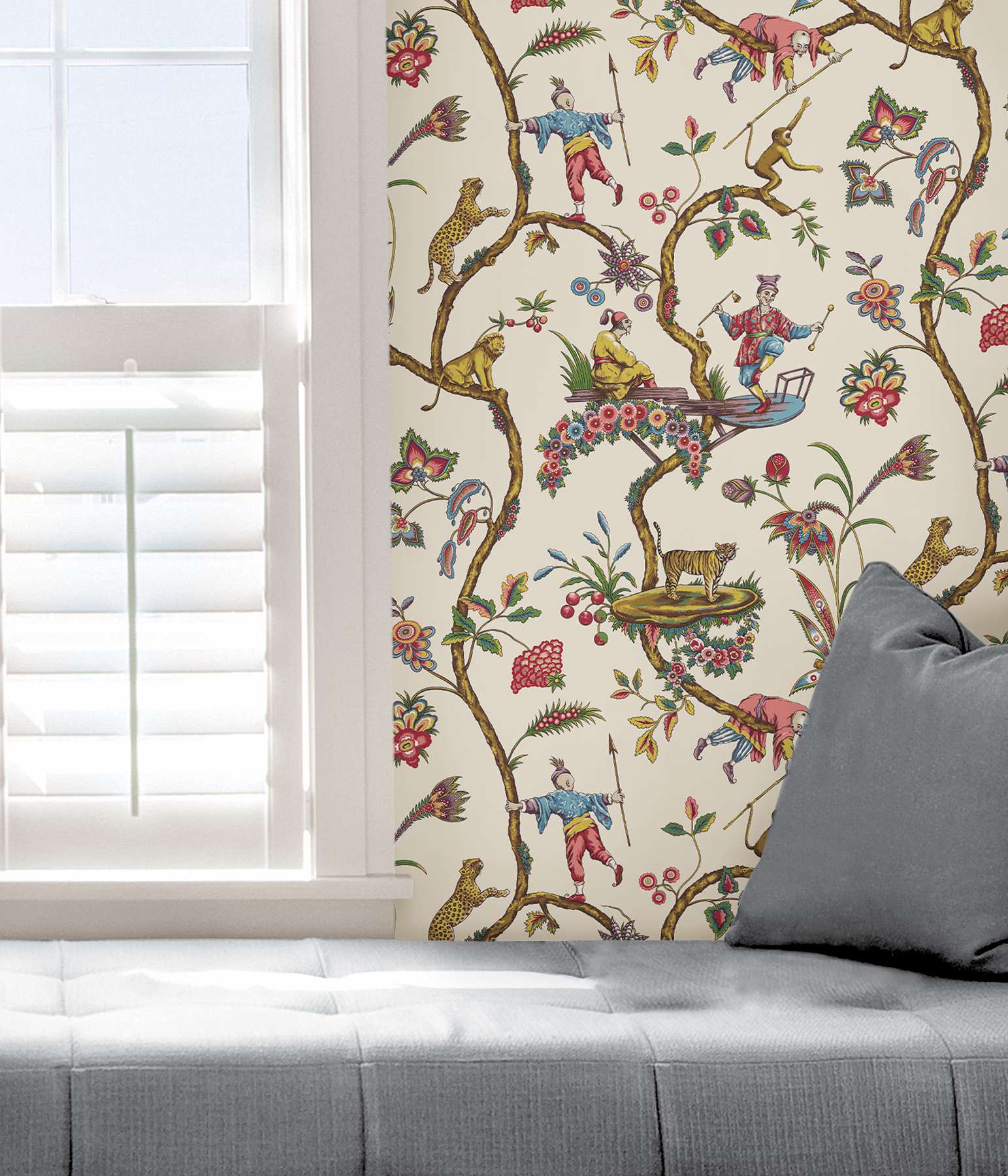 White Chinoise Exotique Scalamandre Self Adhesive Wallpaper