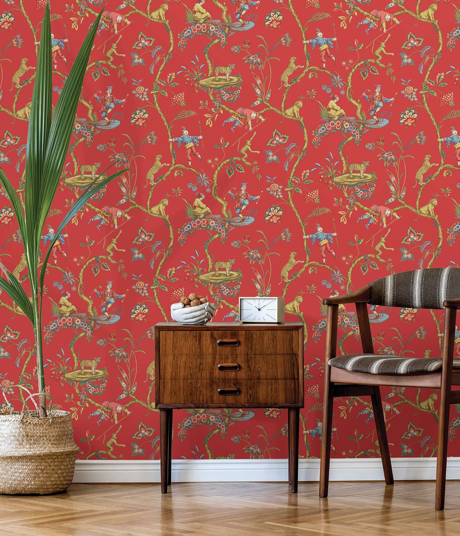 Tomato Chinoise Exotique Scalamandre Self Adhesive Wallpaper