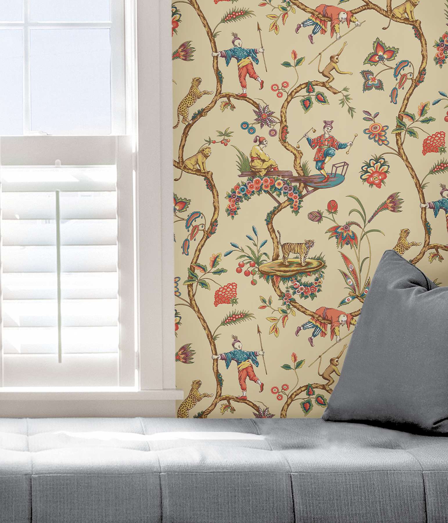 Ecru Chinoise Exotique Scalamandre Self Adhesive Wallpaper