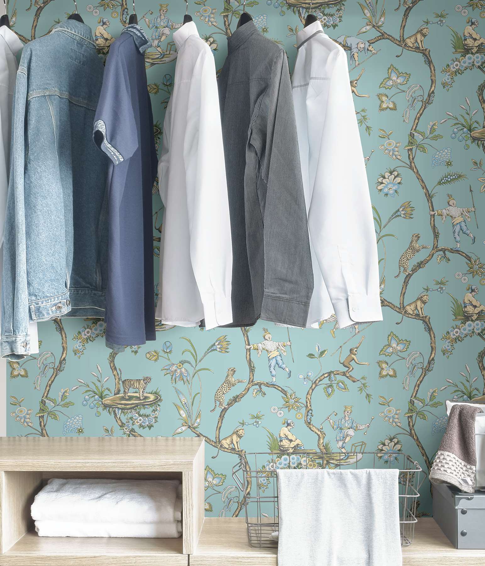 Robin Egg Chinoise Exotique Scalamandre Self Adhesive Wallpaper