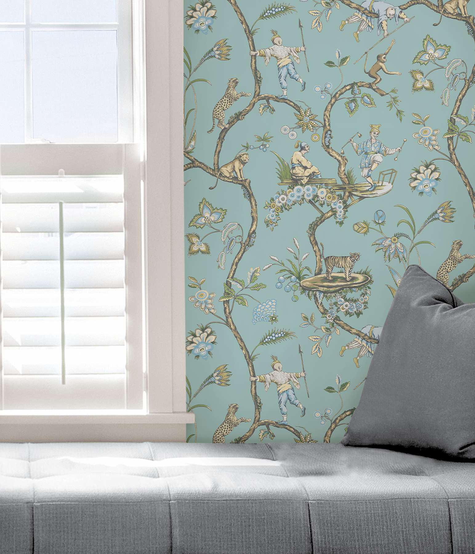 Robin Egg Chinoise Exotique Scalamandre Self Adhesive Wallpaper