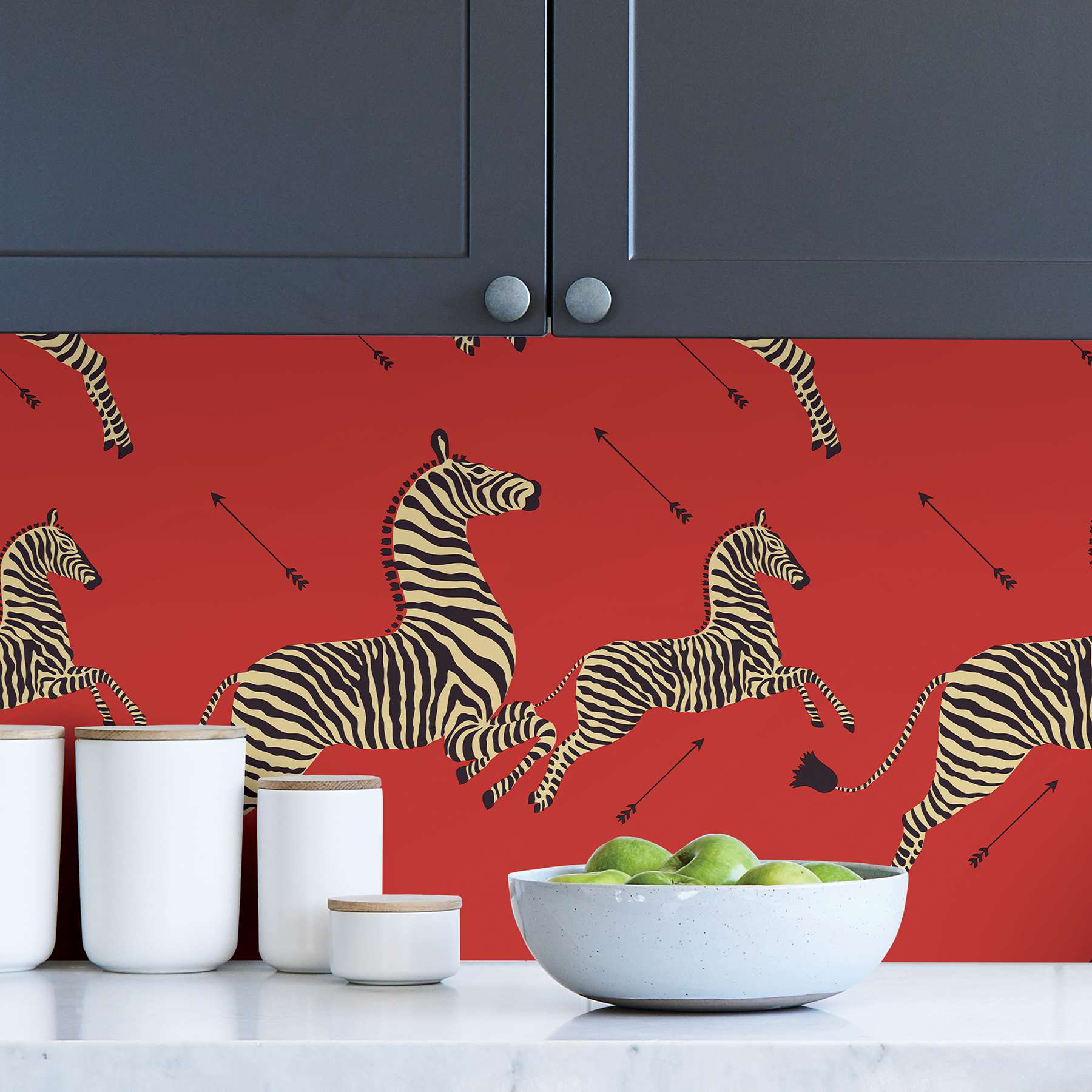 Masai Red Zebra Safari Scalamandre Self Adhesive Wallpaper