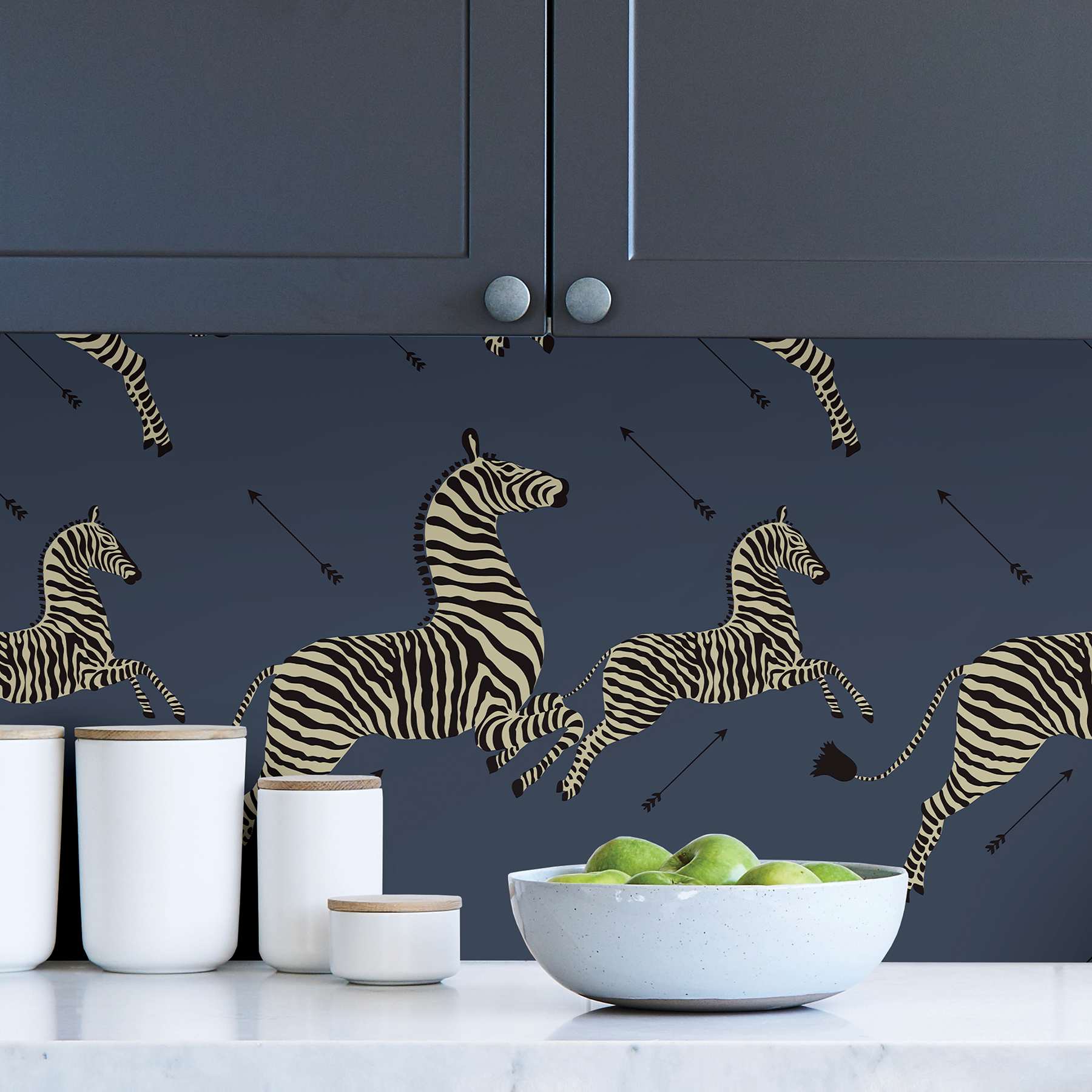 Denim Zebra Safari Scalamandre Self Adhesive Wallpaper