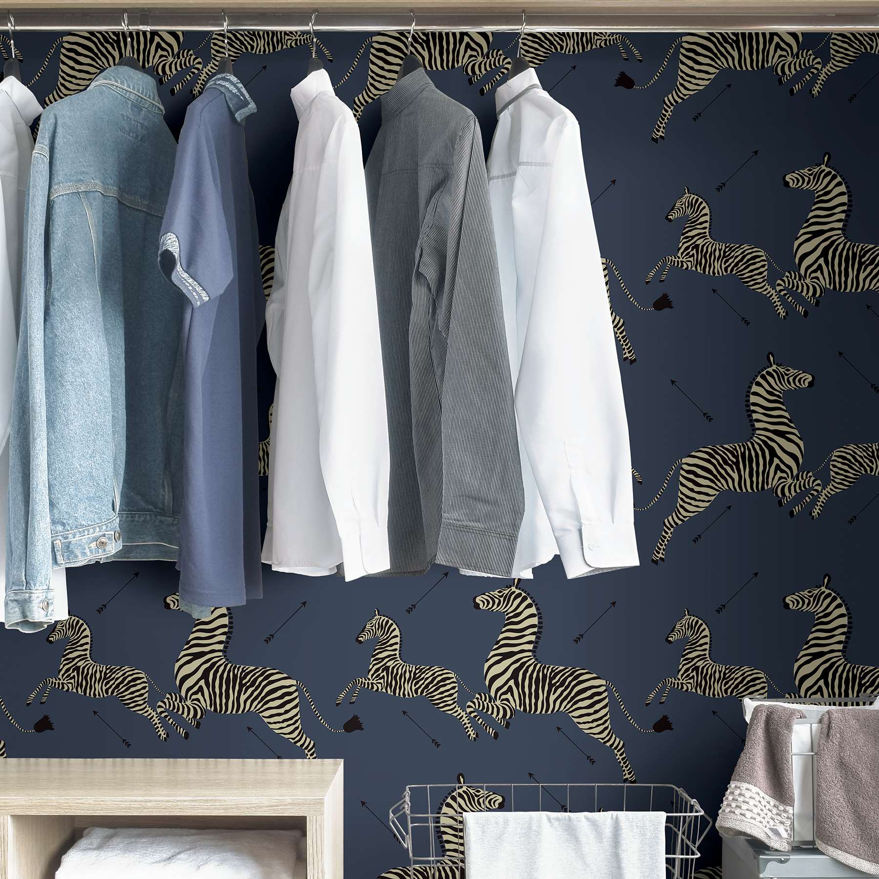 Denim Zebra Safari Scalamandre Self Adhesive Wallpaper