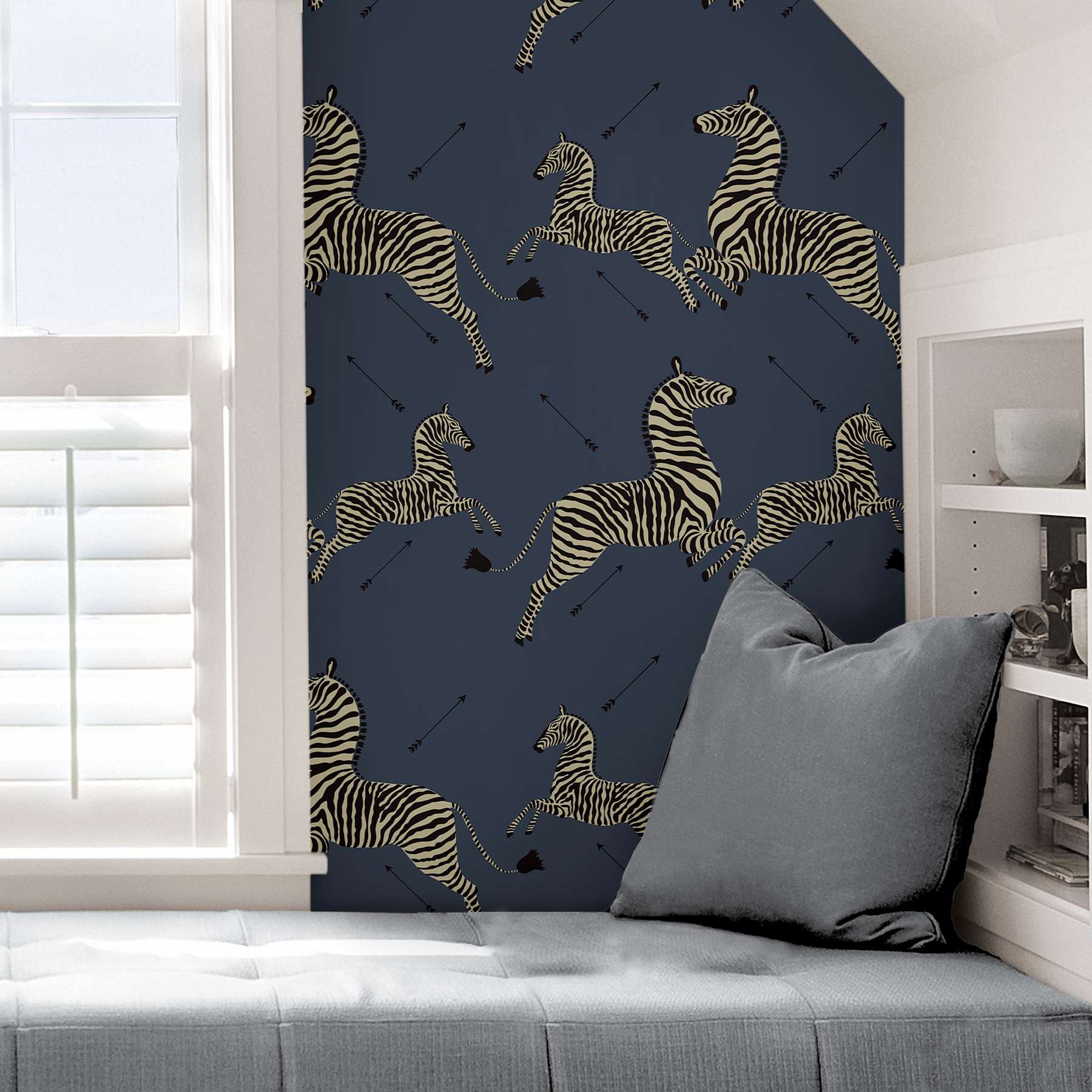 Denim Zebra Safari Scalamandre Self Adhesive Wallpaper
