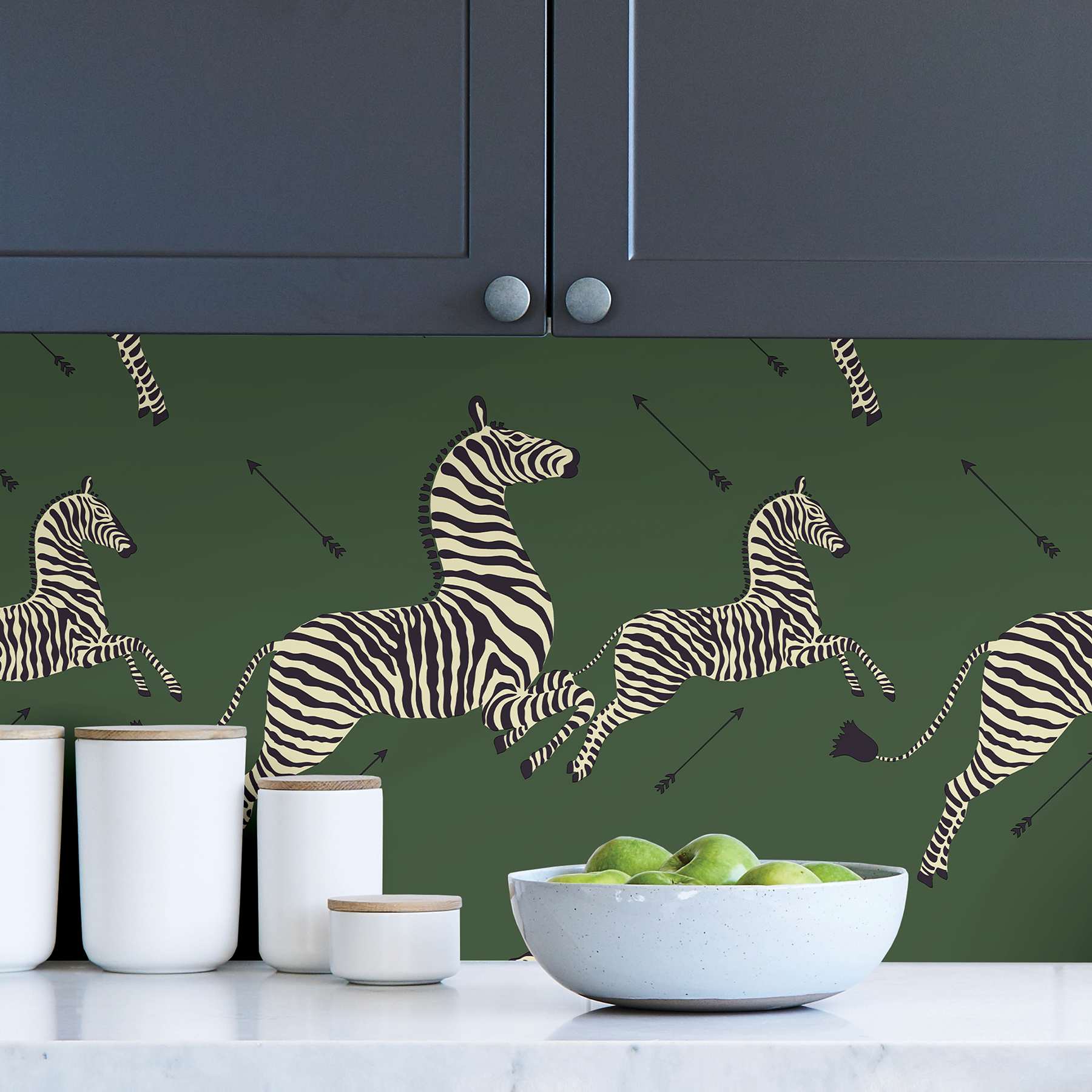 Serengeti Green Zebra Safari Scalamandre Self Adhesive Wallpaper