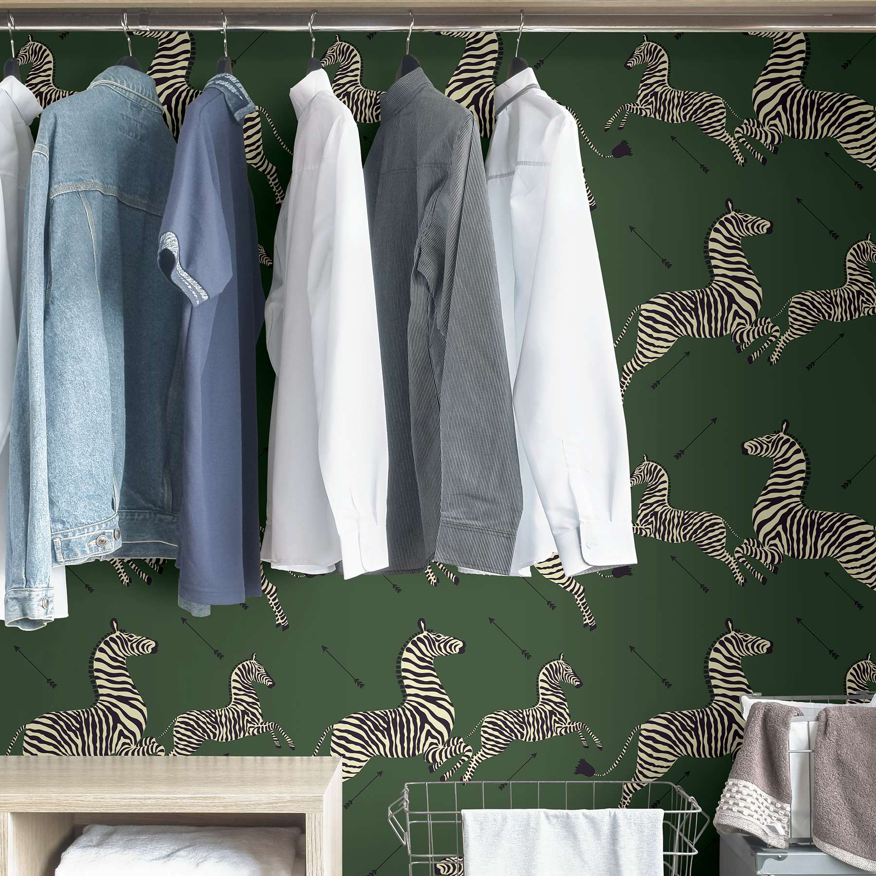 Serengeti Green Zebra Safari Scalamandre Self Adhesive Wallpaper