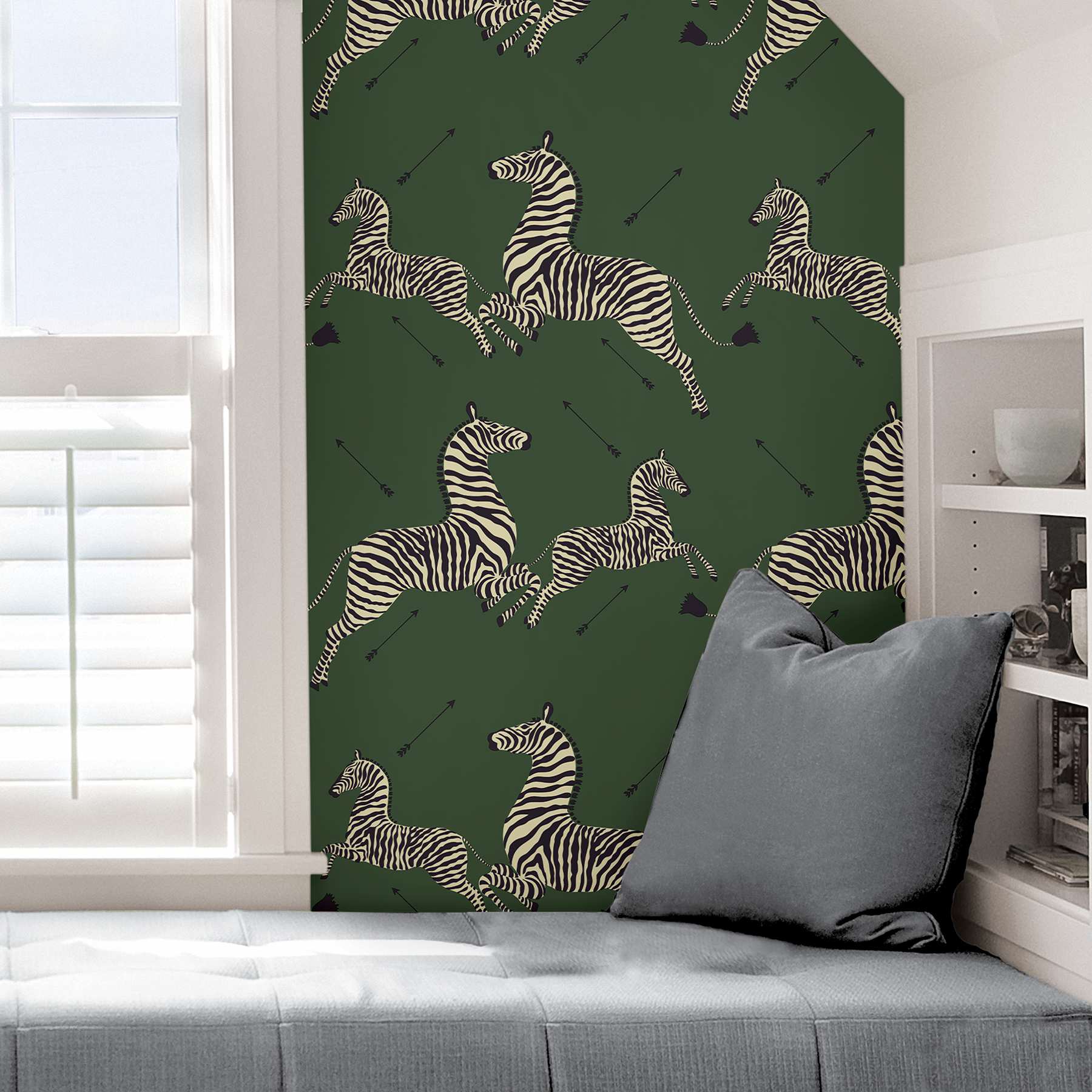Serengeti Green Zebra Safari Scalamandre Self Adhesive Wallpaper