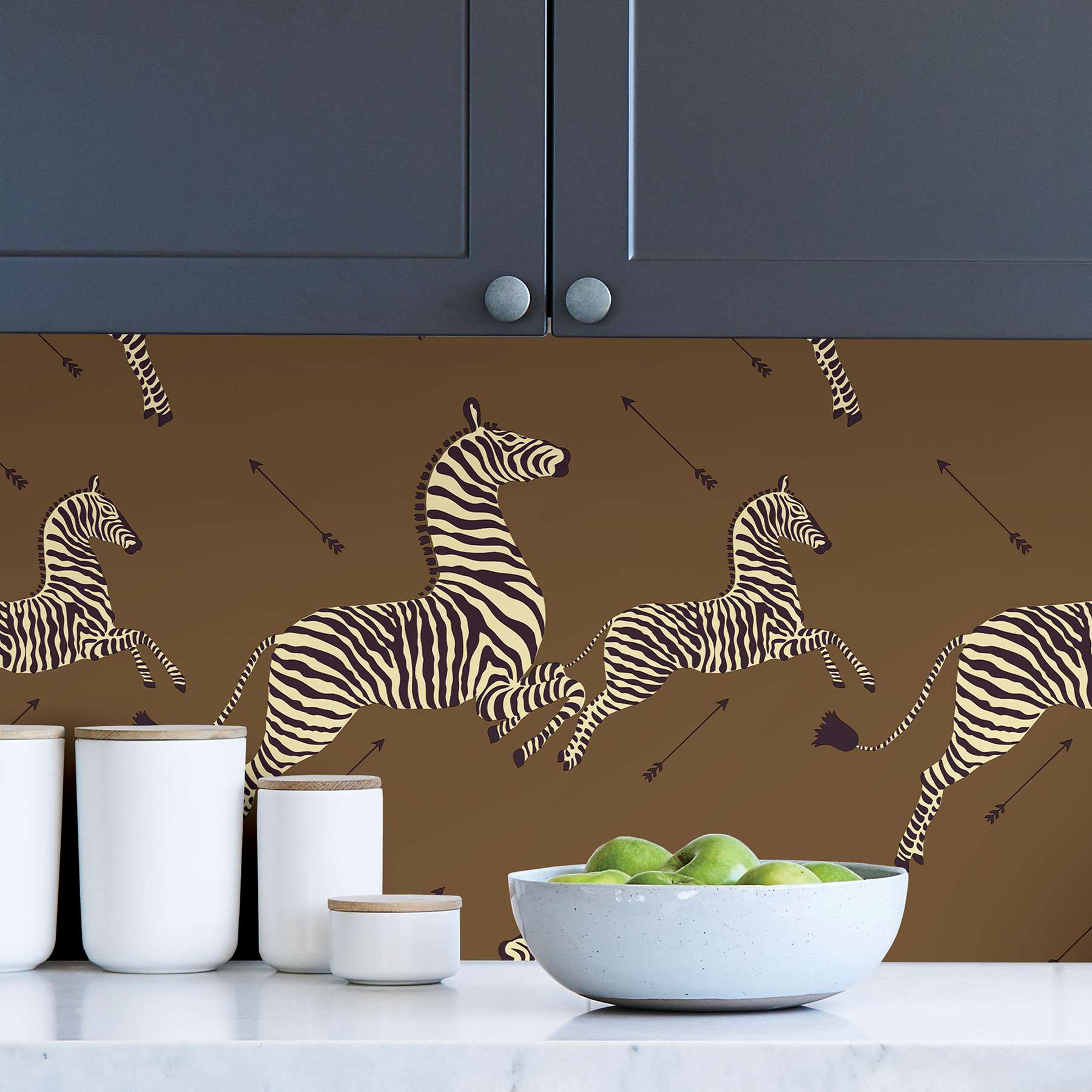 Safari Brown Zebra Safari Scalamandre Self Adhesive Wallpaper