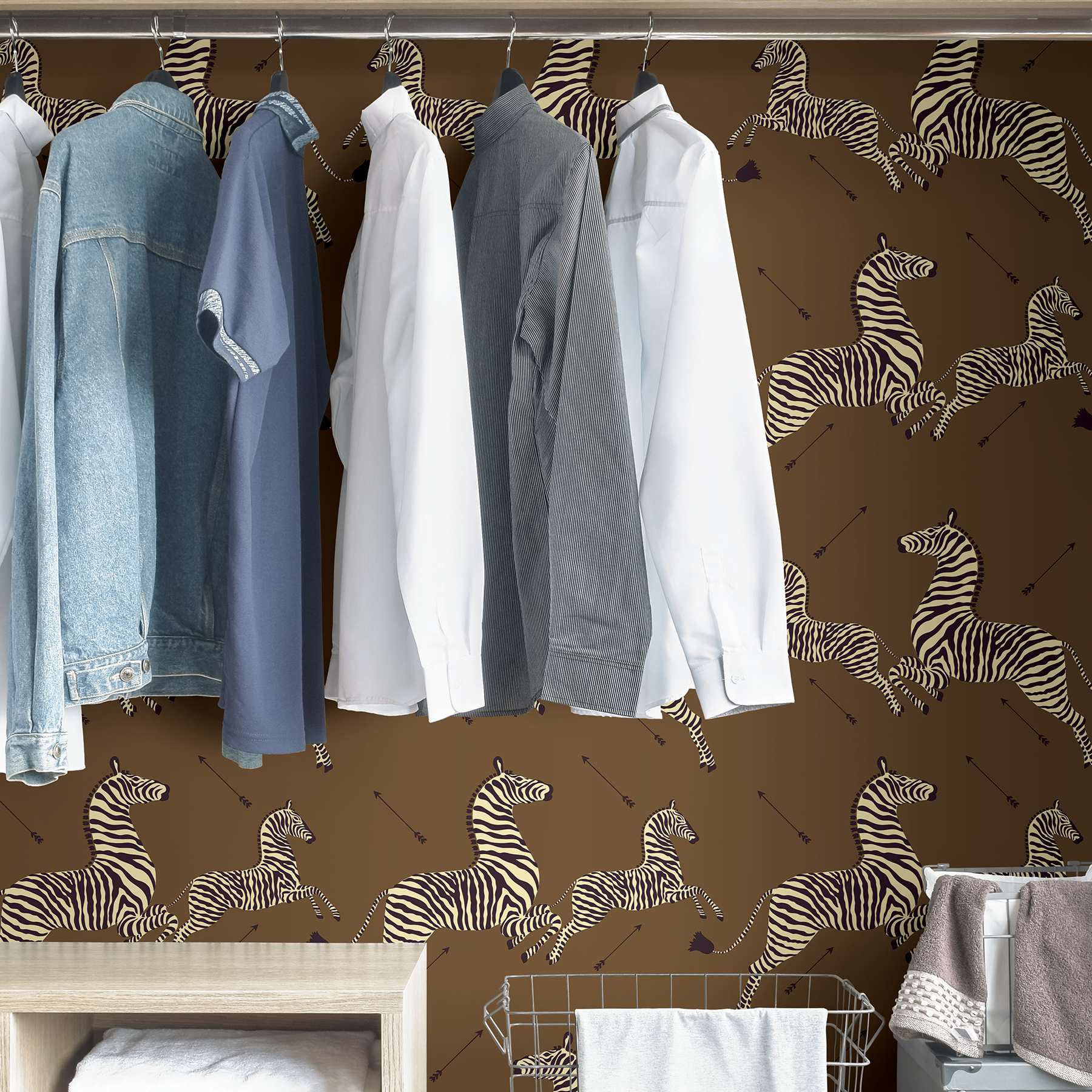 Safari Brown Zebra Safari Scalamandre Self Adhesive Wallpaper