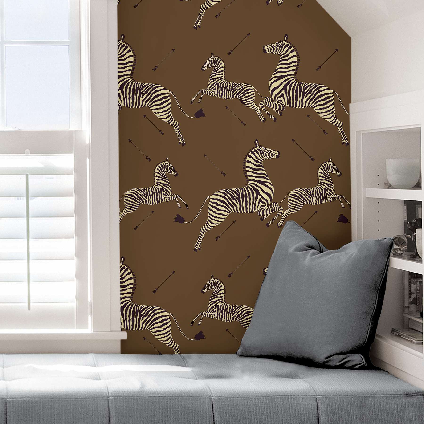 Safari Brown Zebra Safari Scalamandre Self Adhesive Wallpaper